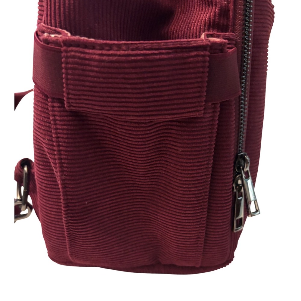Rad Rev Burgundy Corduroy Backpack Lightning Bolt Lining Mini Diaper Bag Travel - Picture 10 of 12